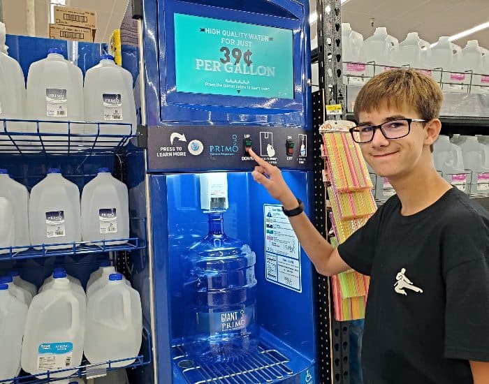 Filling Primo water at Walmart