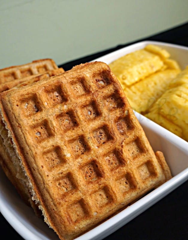 Plate of sourdough waffles
