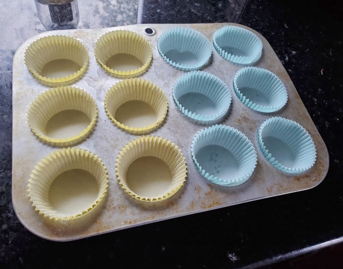 Fill muffin tins with cupcake liners