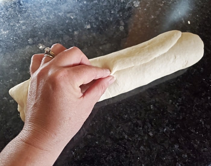Pinch end of the dough together