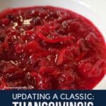 Bowl of cranberry chutney in a white bowl