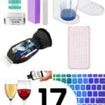 Collage of 8 items with text 17 great gifts that simplify your life.