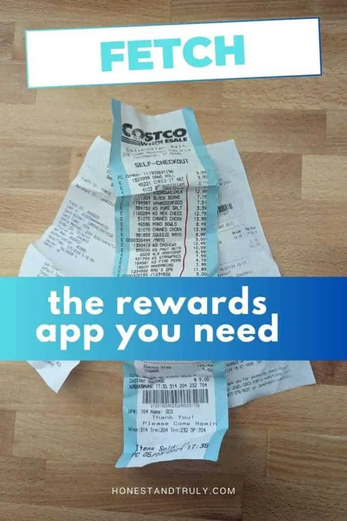 Image shows receipt on a table with text "Fetch: the rewards app you need."