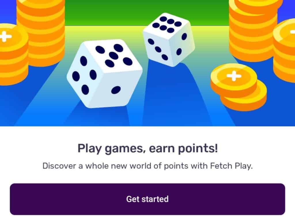 Image shows a screenshot of the Fetch app gaming rewards home screen.