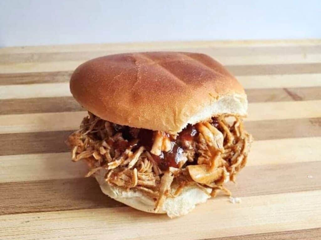 Image shows instant pot shredded chicken,