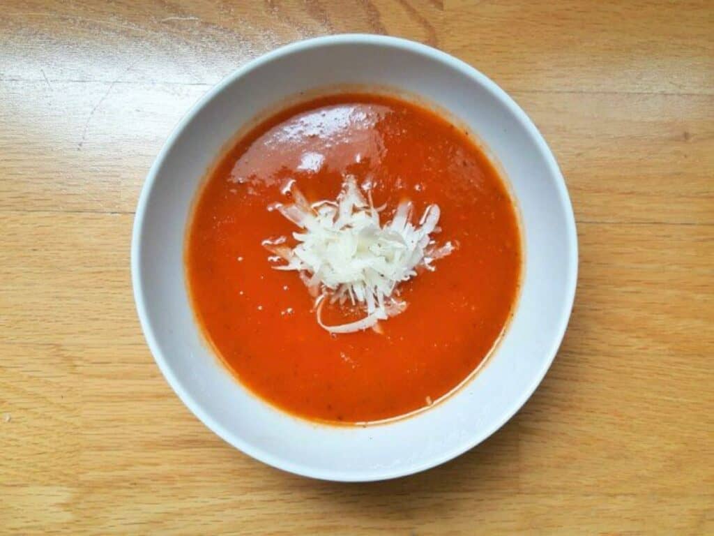 Image shows tomato soup recipe.