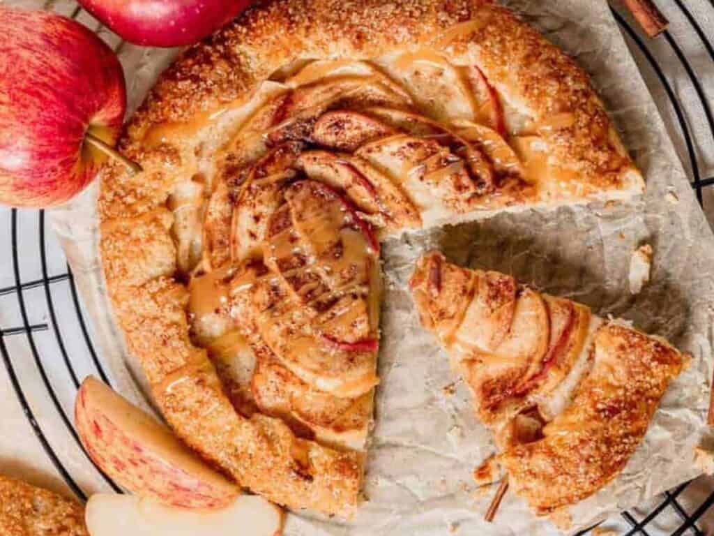 Image shows easy to make apple galette.