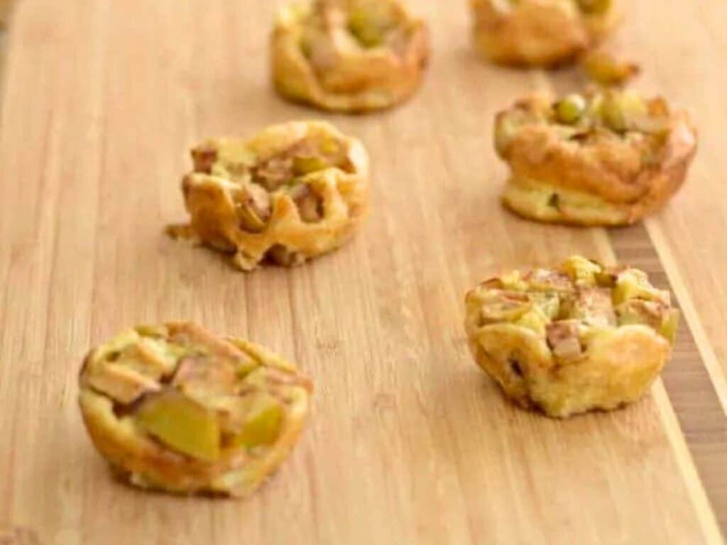 Image shows easy to make mini apple pancakes.