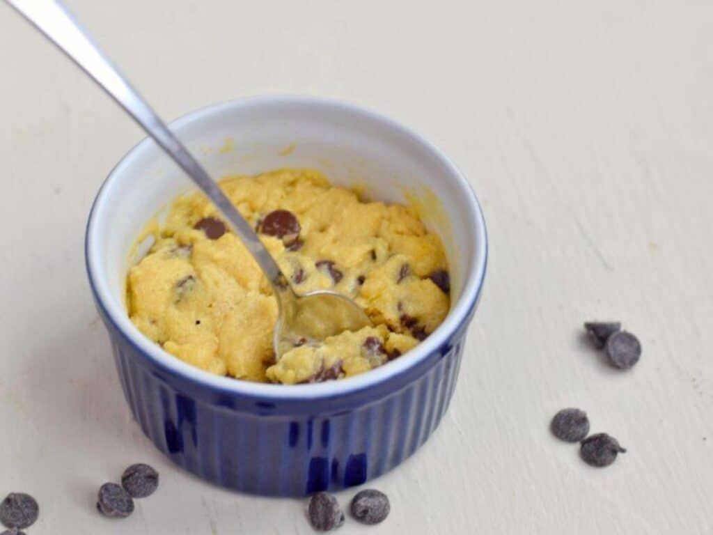 Image shows yummy microwave chocolate chip cookie.