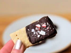 Image shows yummy peppermint shortbread cookie.