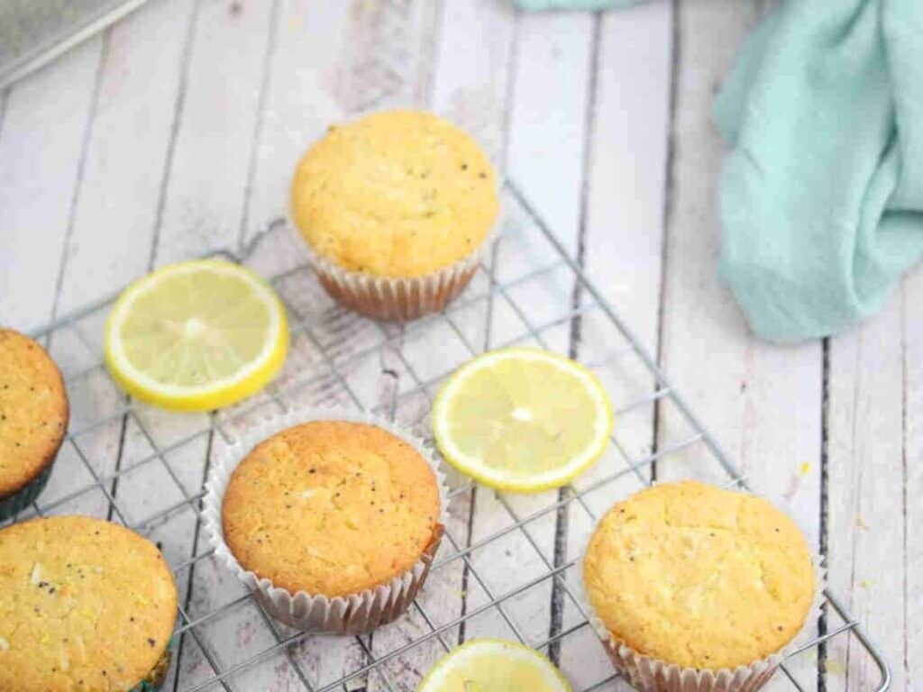 Image shows delicious gluten free lemon muffins.