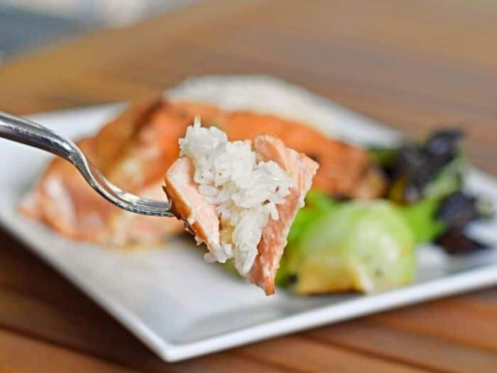Image shows delicious miso glazed salmon.