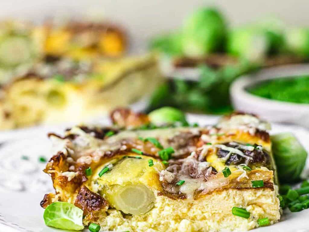 Image shows yummy brussel sprouts casserole.
