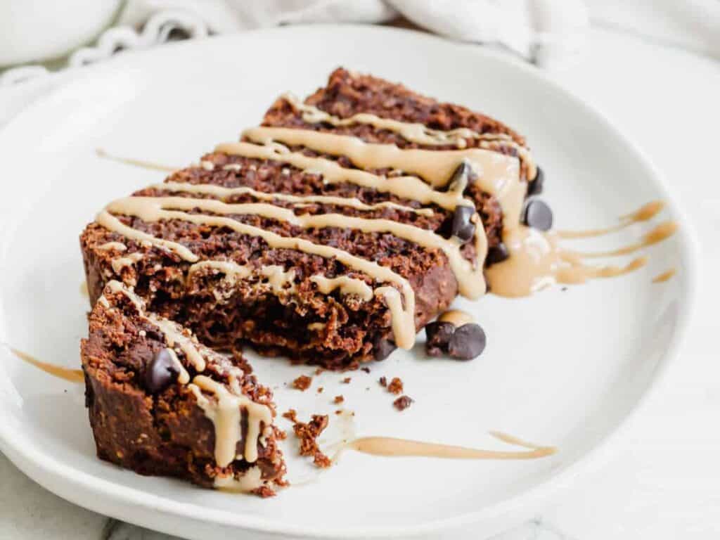 Image shows easy to make double chocolate banana bread.