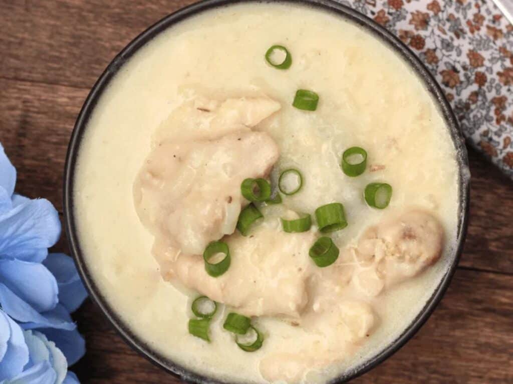 Image shows yummy chicken potato stew.