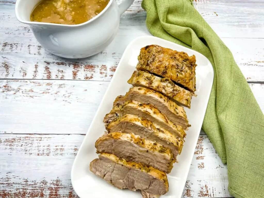 Image shows delicious German pork loin.