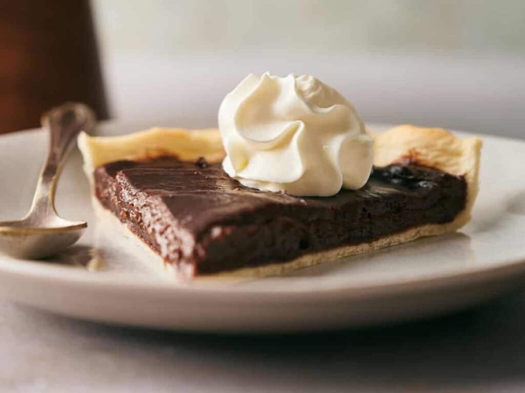 Image shows delicious chocolate pie.