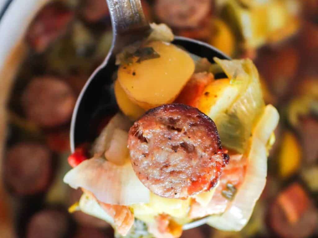 Image shows Irish Dublin coddle recipe.