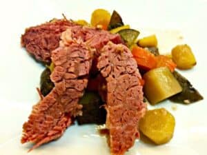 Image shows irresistible crock pot corned beef.