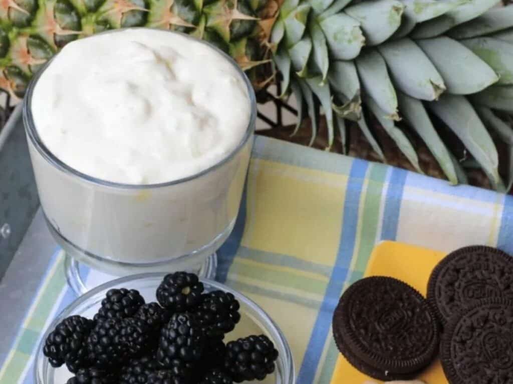 Image shows pineapple dip recipe.