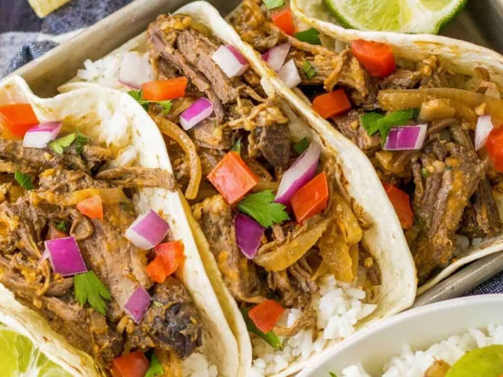Image shows slow cooker barbacoa recipe.