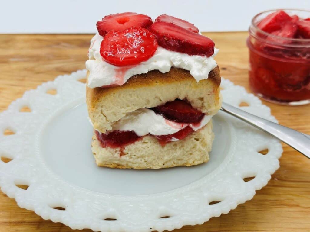 Image shows strawberry shortcake recipe.