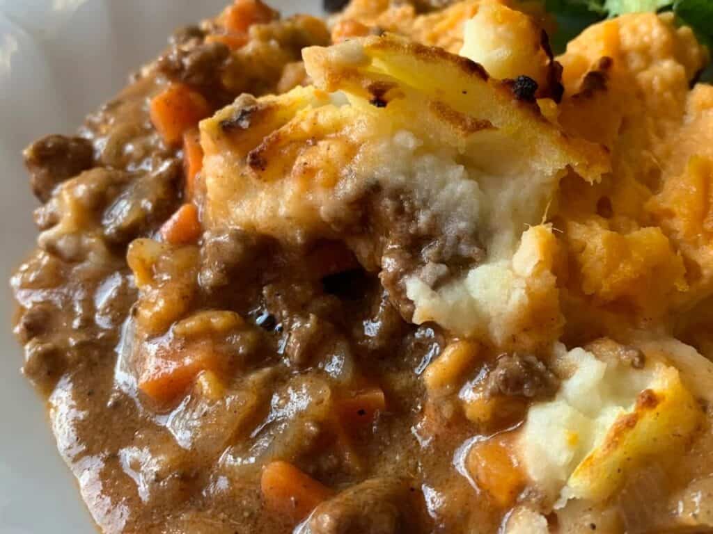 Image shows traditional Irish cottage pie recipe.