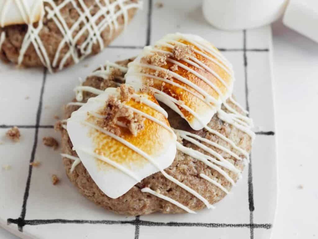 Image shows yummy s’mores crumbl cookies.