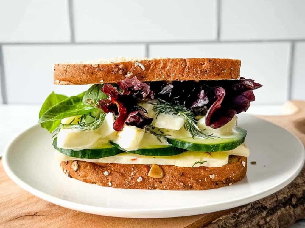 Image shows easy to make egg and cucumber sandwiches.