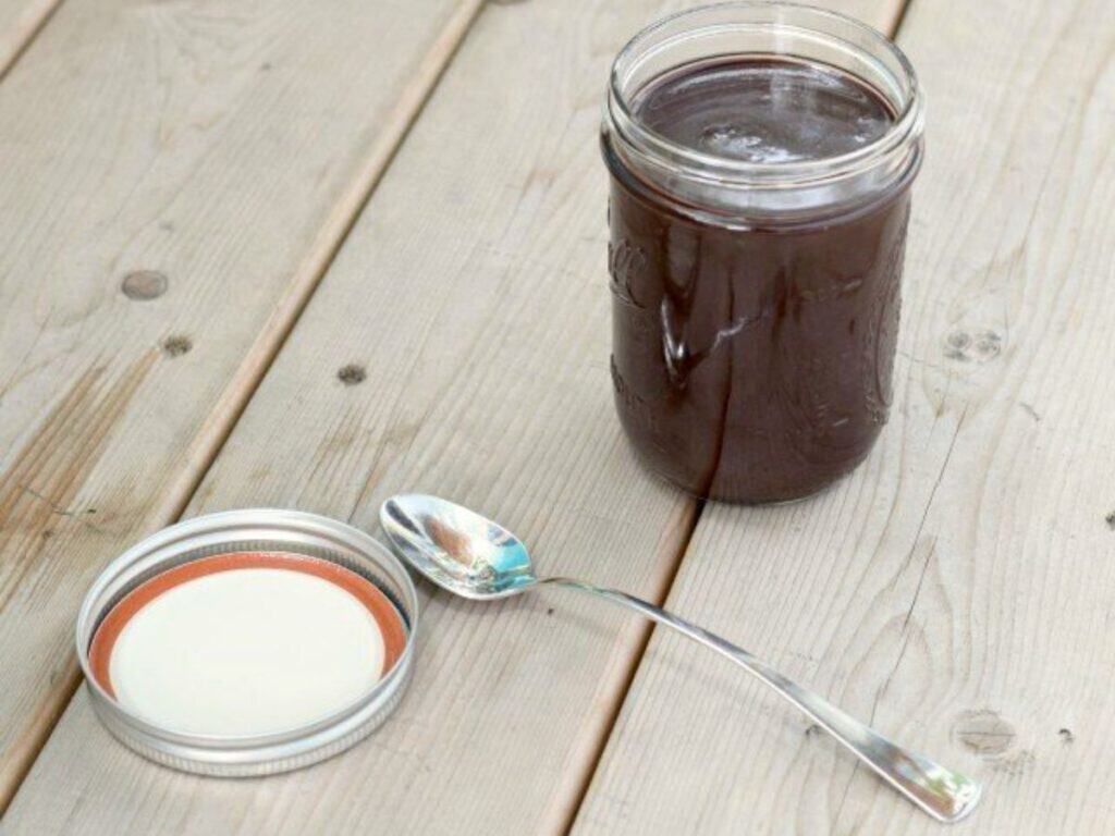 Image shows easy to make espresso hot fudge sauce.