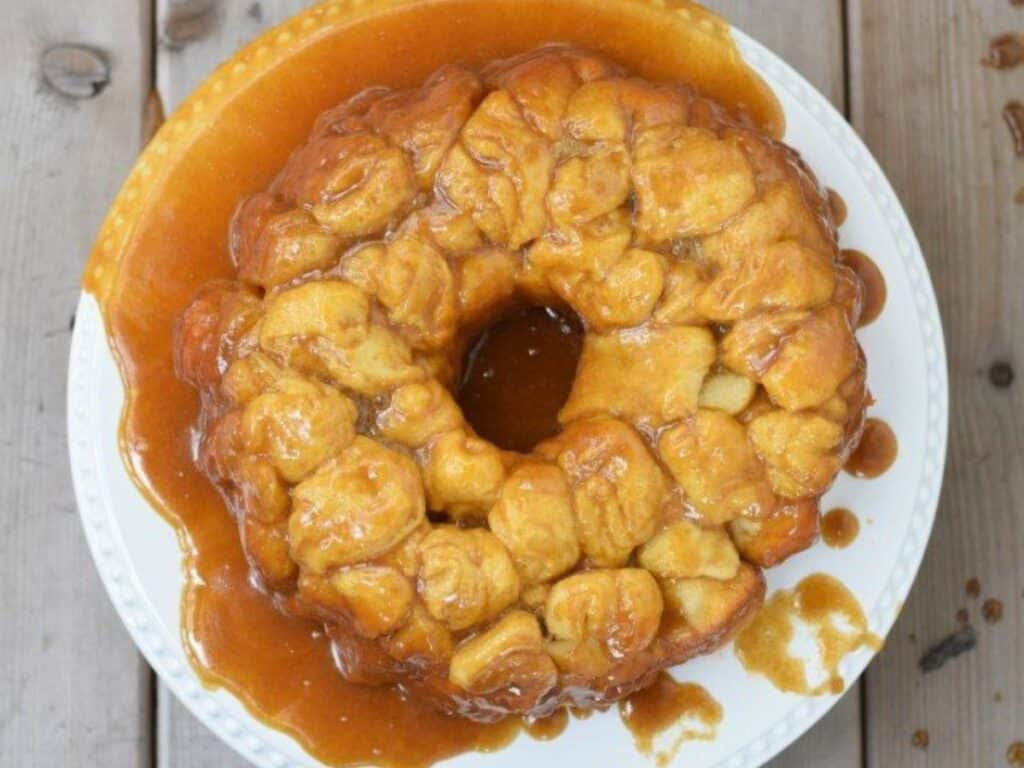 Image shows just finished yummy crescent roll monkey bread.