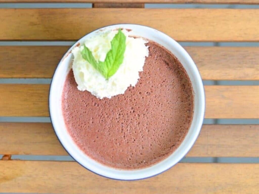 Image shows simple and yummy cherry bavarian custard dessert.