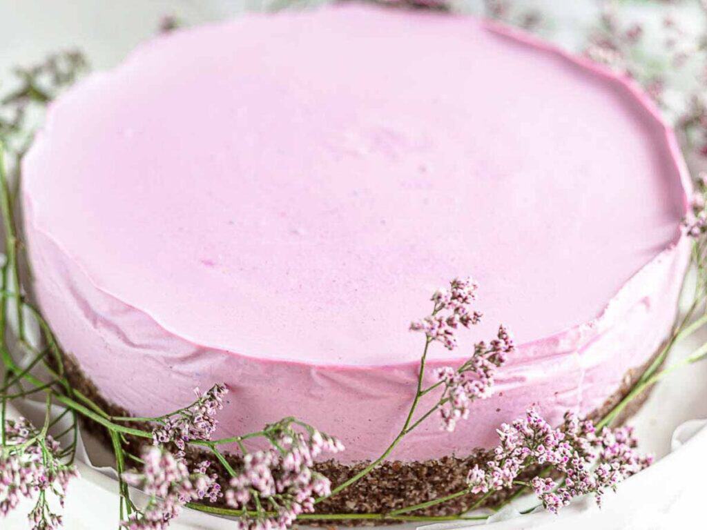 Image shows wild blueberry yogurt cake recipe.