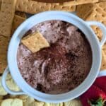 Image shows overhead view of hot chocolate dip with text that reads 'Hot Chocolate Dip'.