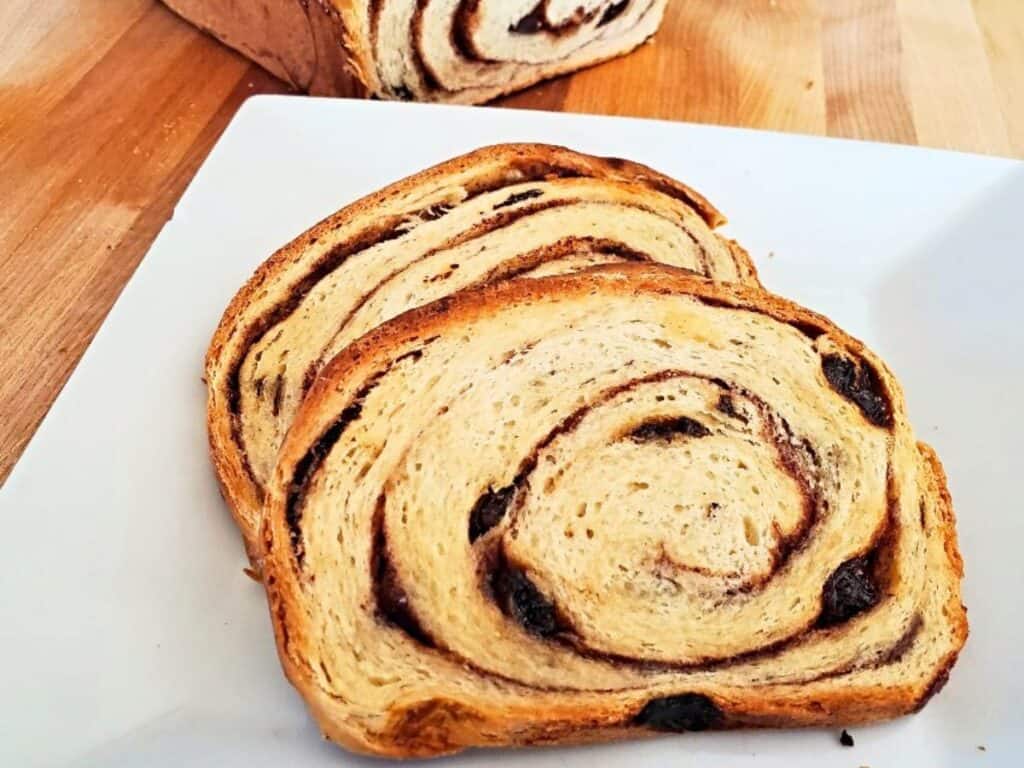 Image shows slices of irresistible toasted cinnamon bread.