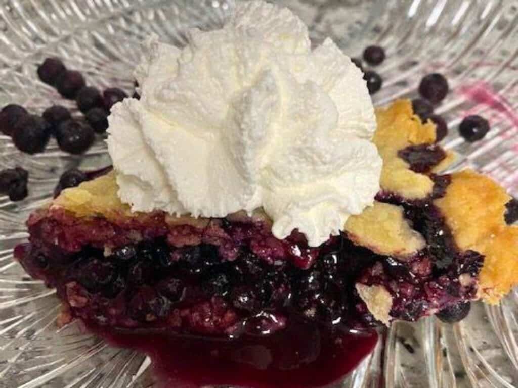 Image shows yummy victory blueberry pie.