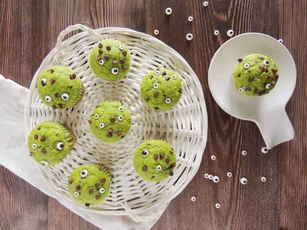 Image shows simple green monster muffins.