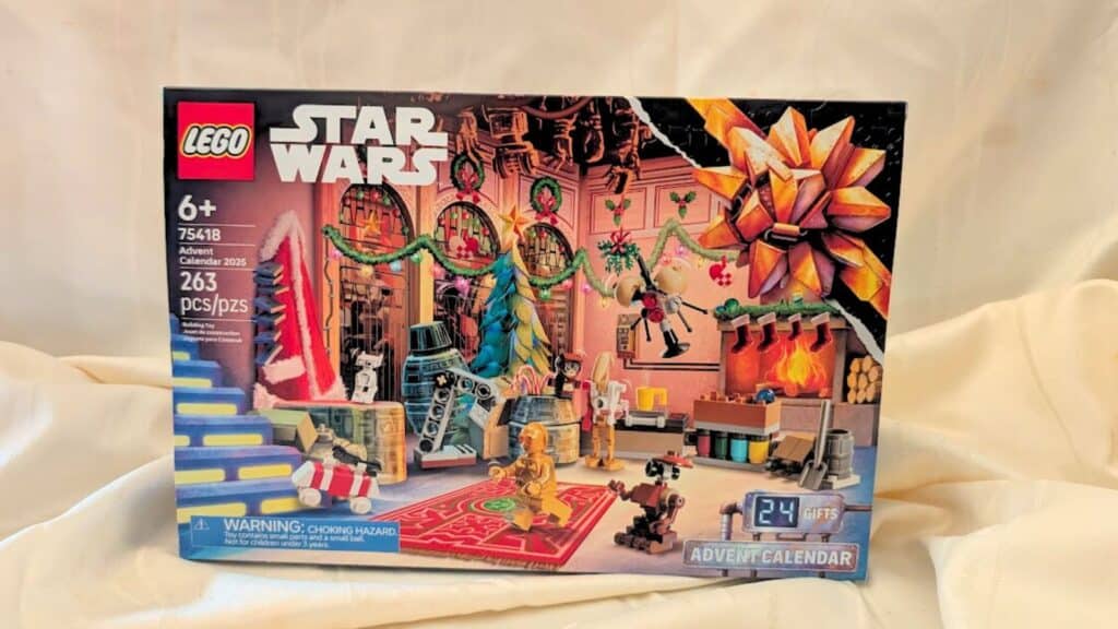 LEGO Star Wars Advent Calendar box, set 75418, brings the fun of Advent calendars to fans with festive Star Wars mini-figures and decorations for ages 6+, featuring 263 pieces and 24 daily gifts.
