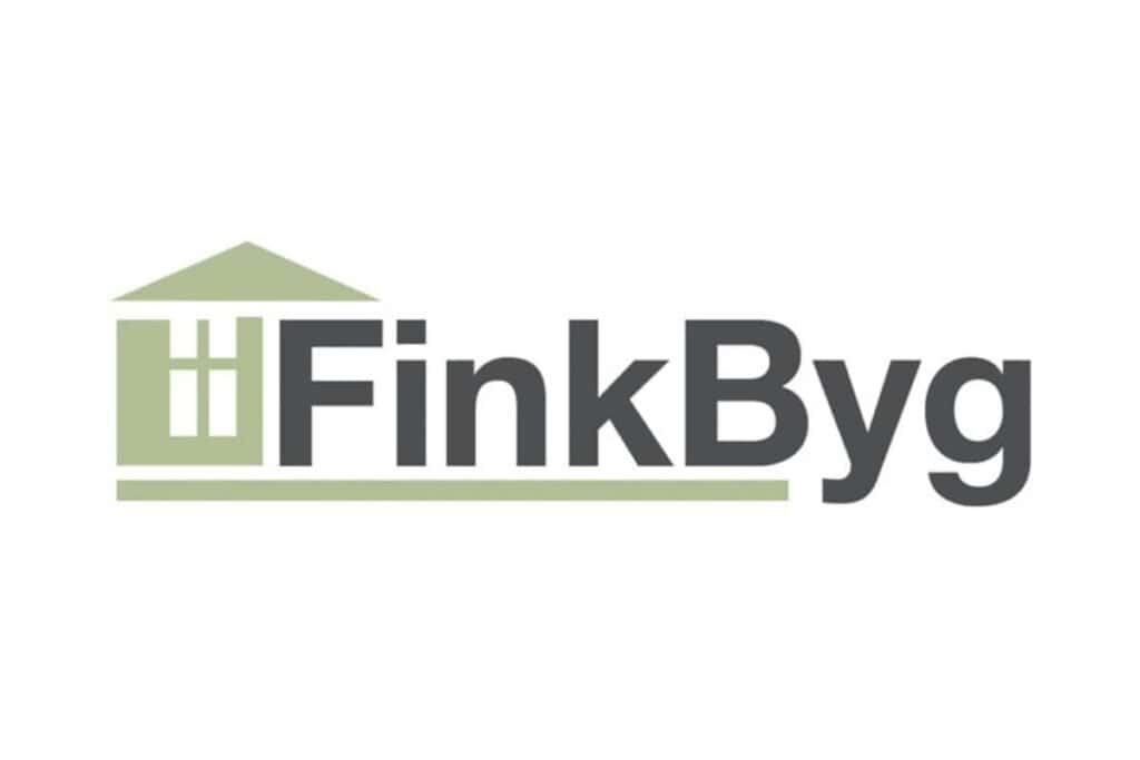 Moderne boligbyggeri logo med grøn og sort farveskema, symboliserer byggeri og hjem.