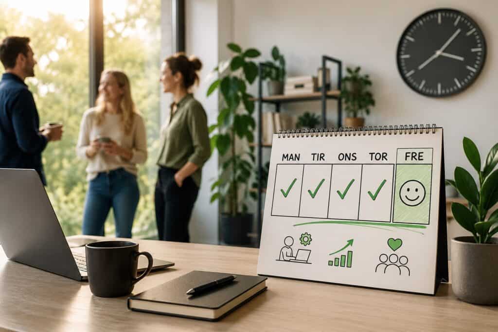 Teamwork og planlægning i et moderne kontormiljø med whiteboard og kolleger.