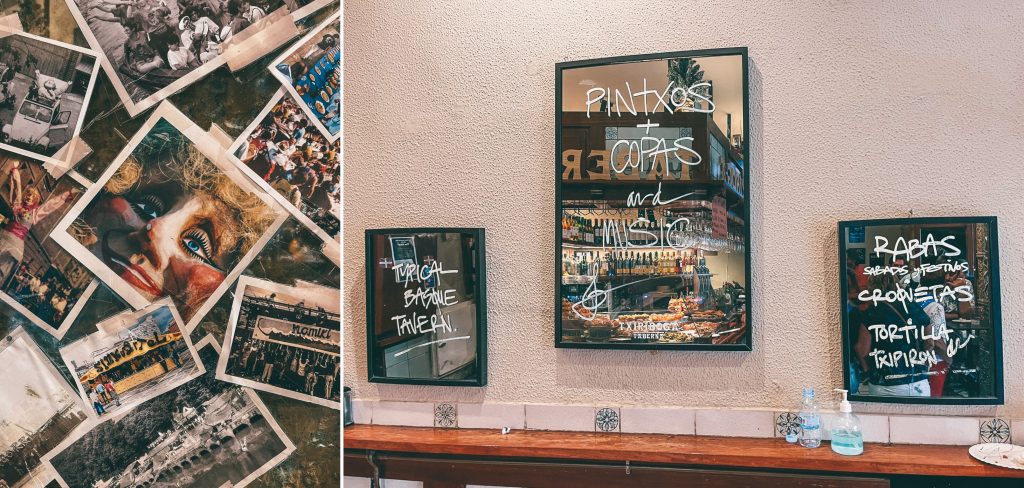 Montage of images from the walls of Txiriboga Taberna in Bilbao