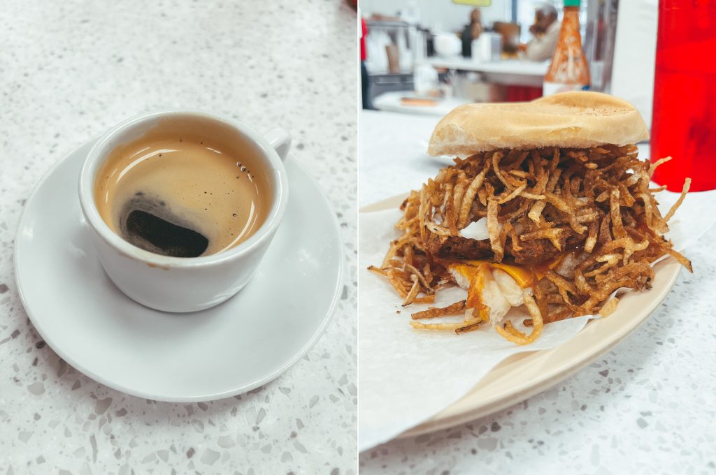 A Cafecito and Frita Cubana at El Rey De Las Fritas in Miami