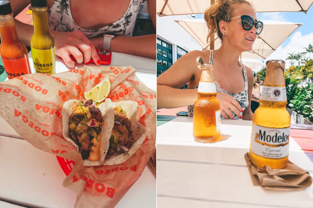 Tacos and Modelo beers at Bodega Taqueria y Tequila in Miami