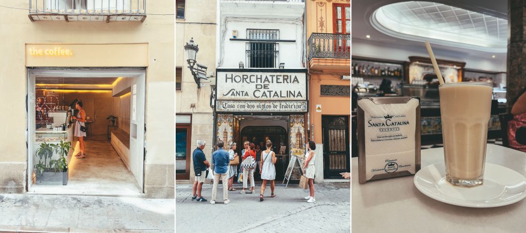 A montage of The Coffee shop and Horchateria de Santa Catalina in Valencia