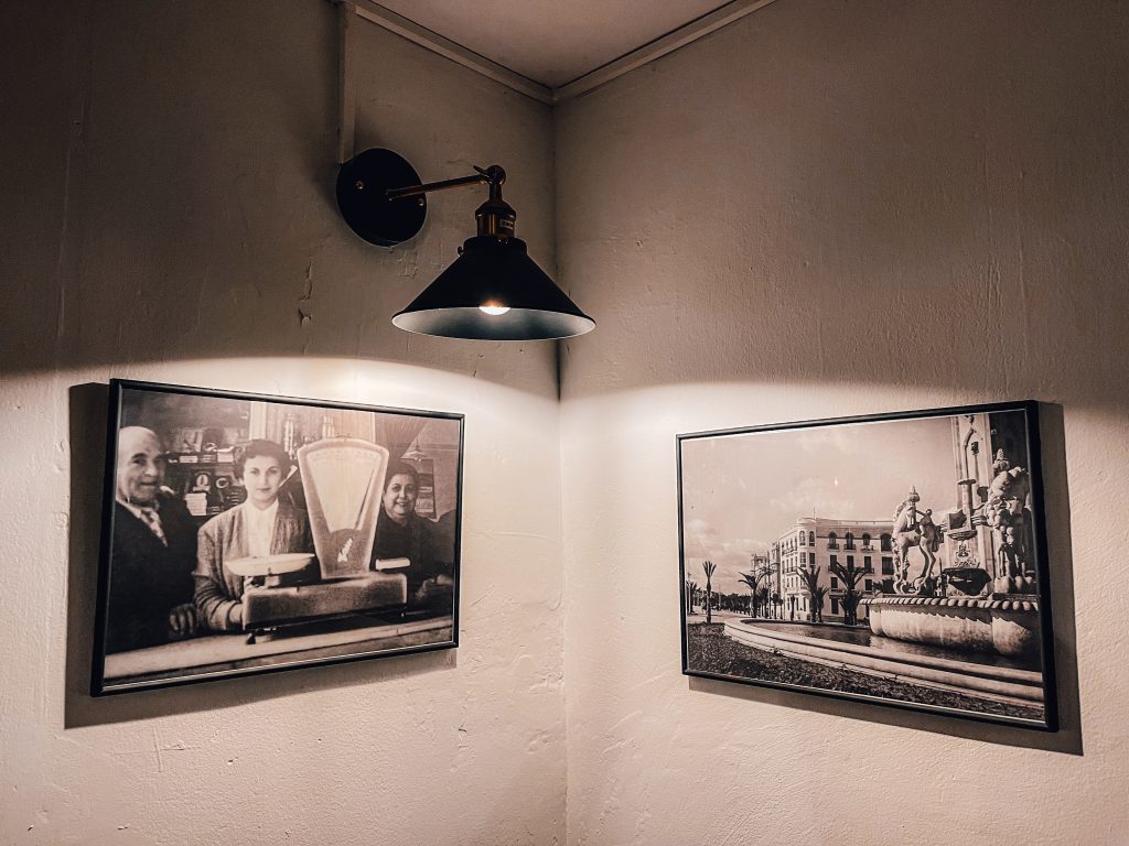 Old photos on the wall at La Charcuteria, Alicante