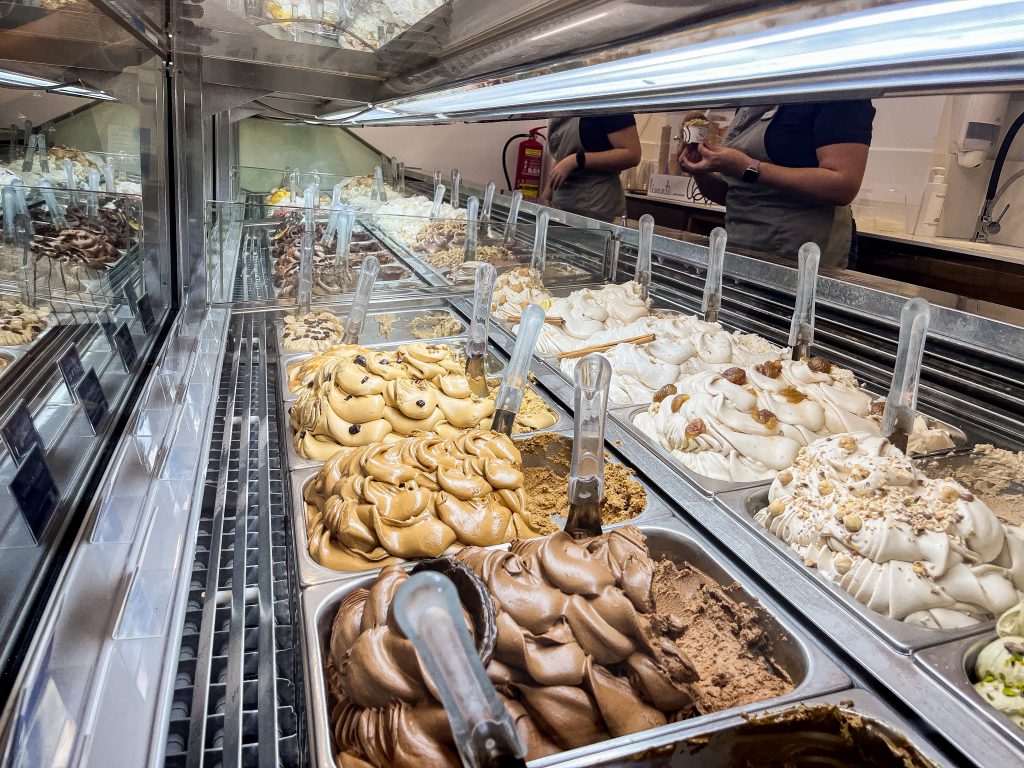 Line up of gelatos at Livanti in Alicante