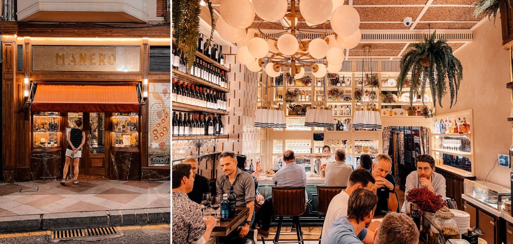 Montage of the exterior and interior of Manero in Alicante