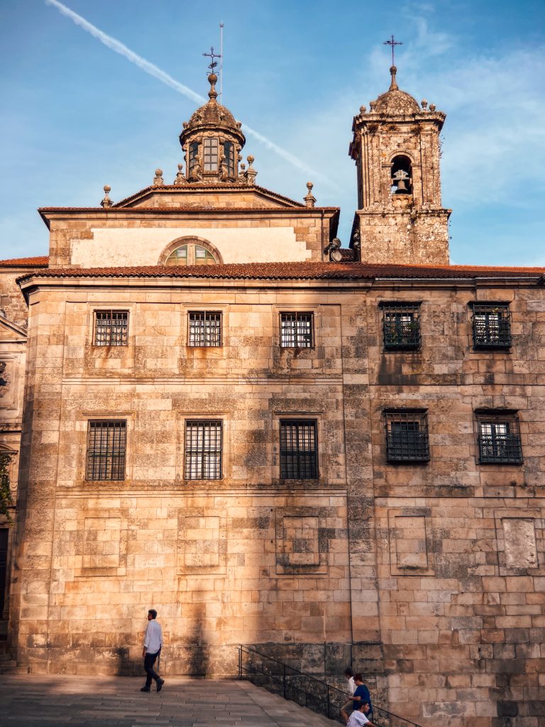 An early morning street scene in Santiago de Compostela