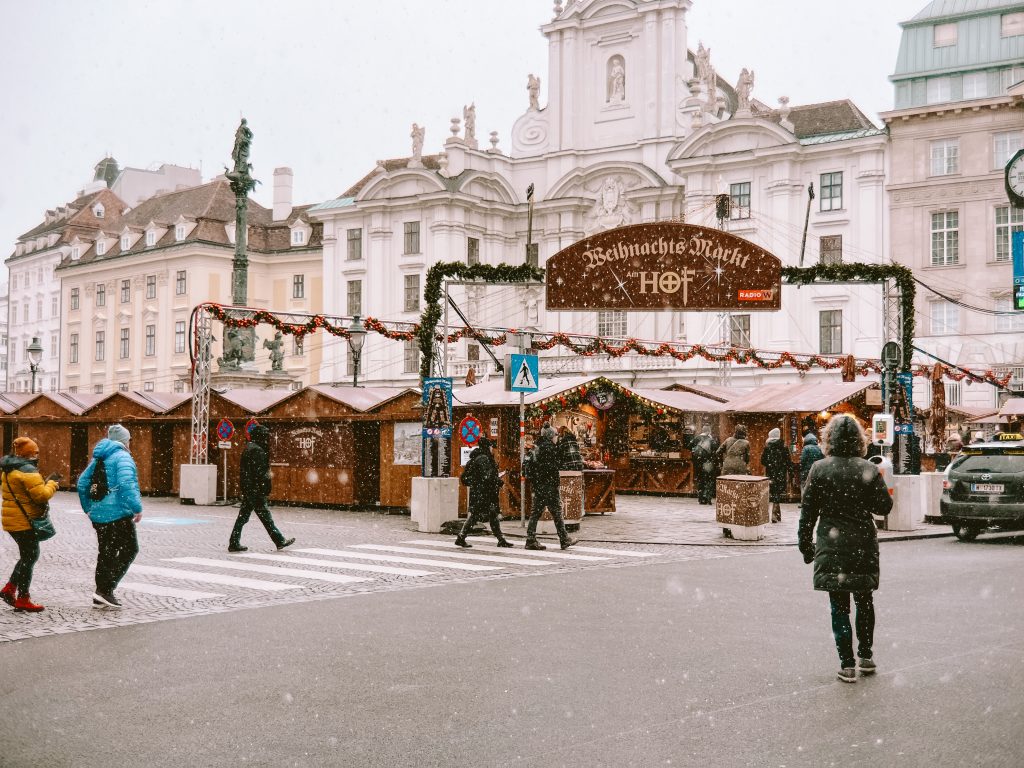 The Am Hof Christmas Market in the snow