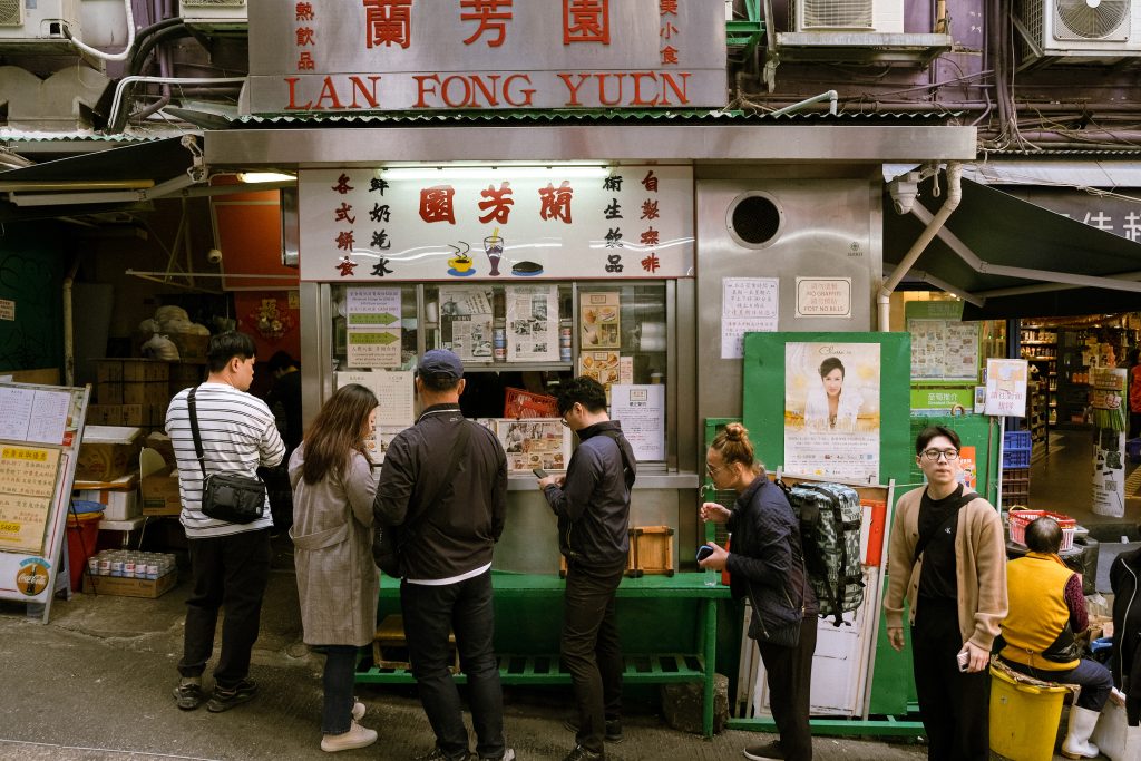 The outside counter of Lan Fong Yuen restaurant in Hong Kong.